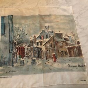 Lovely vintage handkerchief. A Maurice Utrillo print Montmartre france